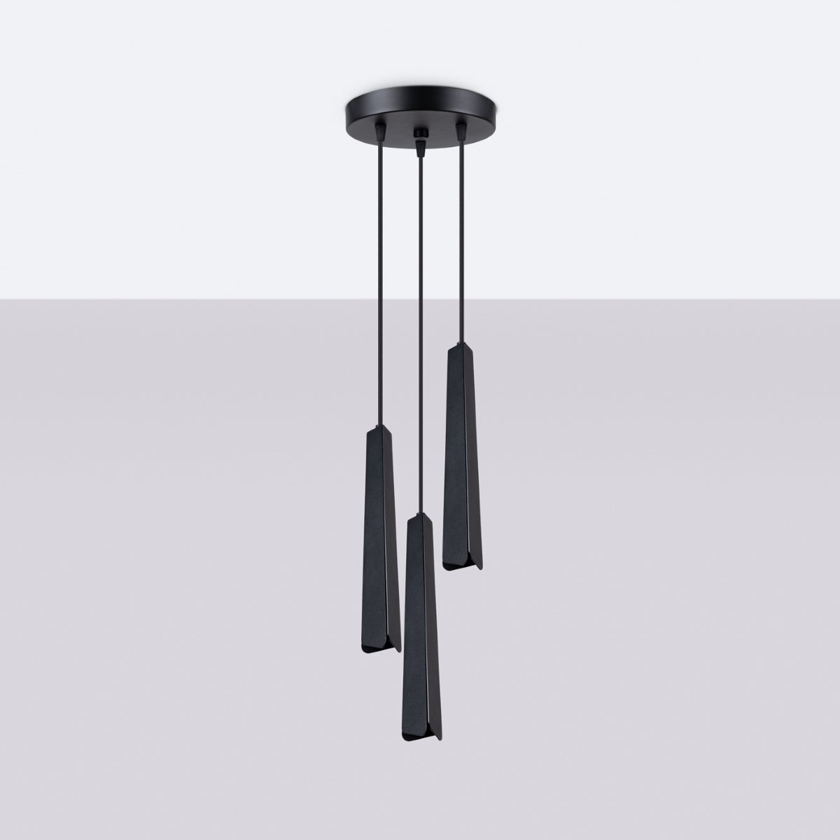 Lampa wisząca ASTEL 3P czarna LED 4000K - 19.5x19.5x120cm Sollux