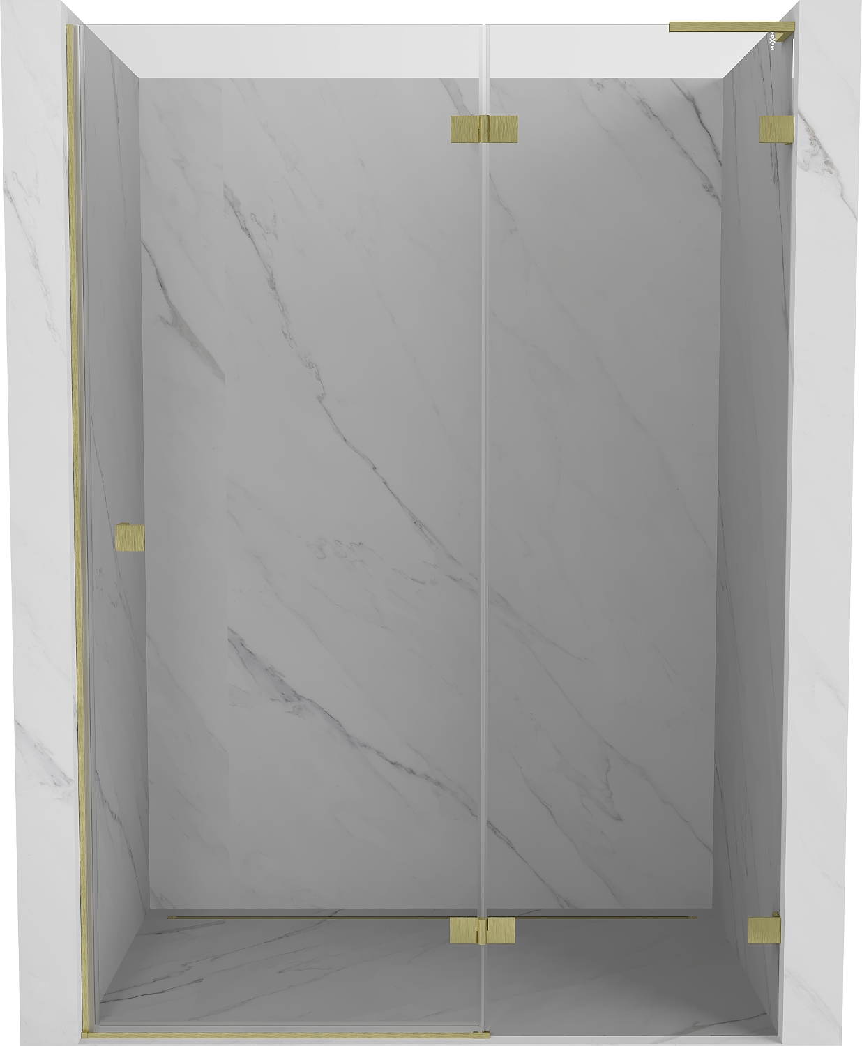 Mexen Lunar L drzwi prysznicowe uchylne prawe 140 cm, transparent, złote szczotkowane - 834L-140-000-55-00-P