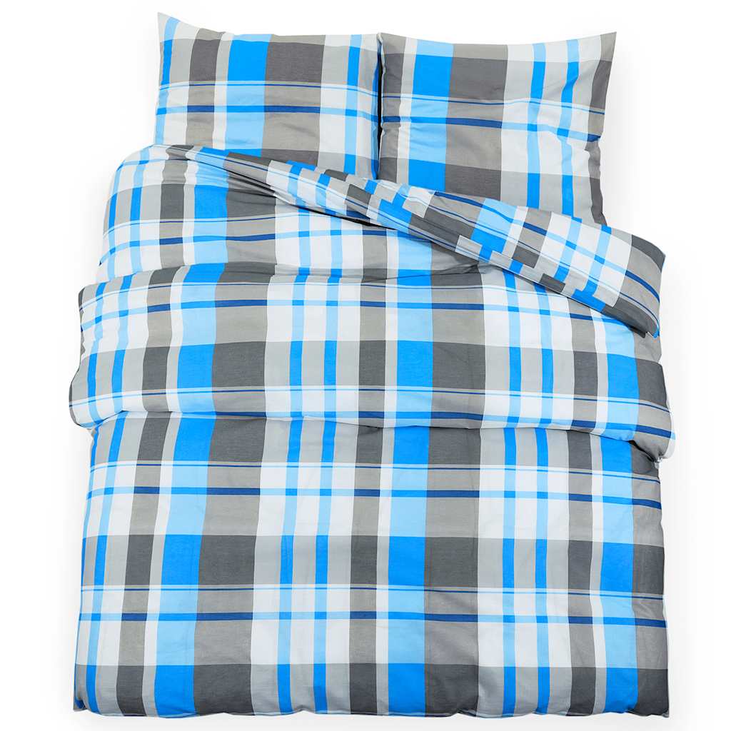 vidaXL Ensemble de housse de couette Bleu et gris 260x240 cm Coton - 2