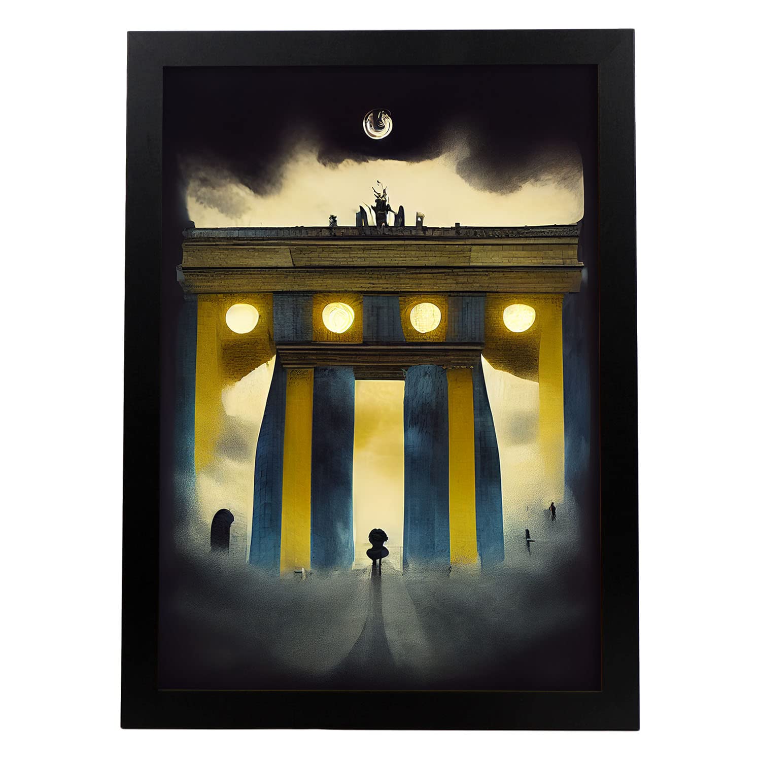 Nacnic lámina puerta de brandenburgo audaz al estilo de t burton ilustraciones de monumentos ciudades paises inspiradas a3 marco negro
