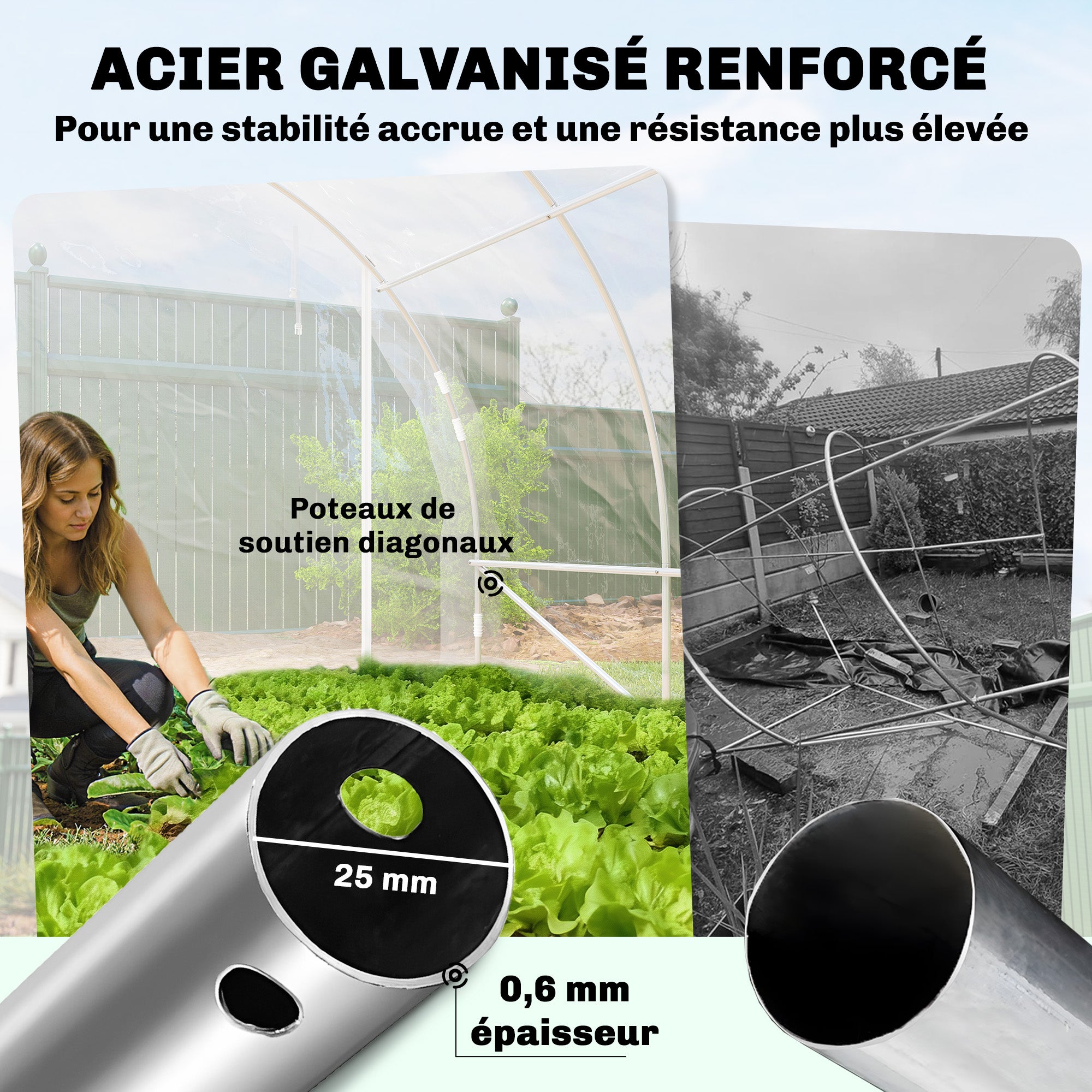 Serre tunnel de jardin acier Outsunny - 4