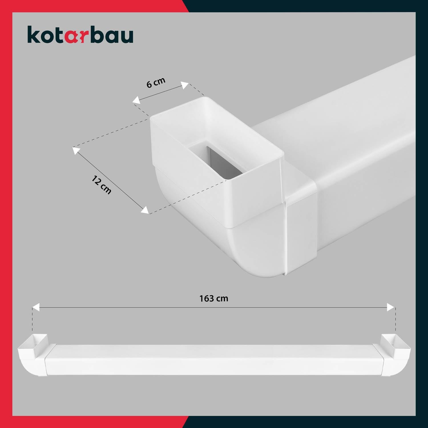 Canal de câbles encastré pour TV 120 x 60 mm L: 163 cm - Plastique passage de câbles invisible - Goulotte Passe Cable - KOTARBAU - 3