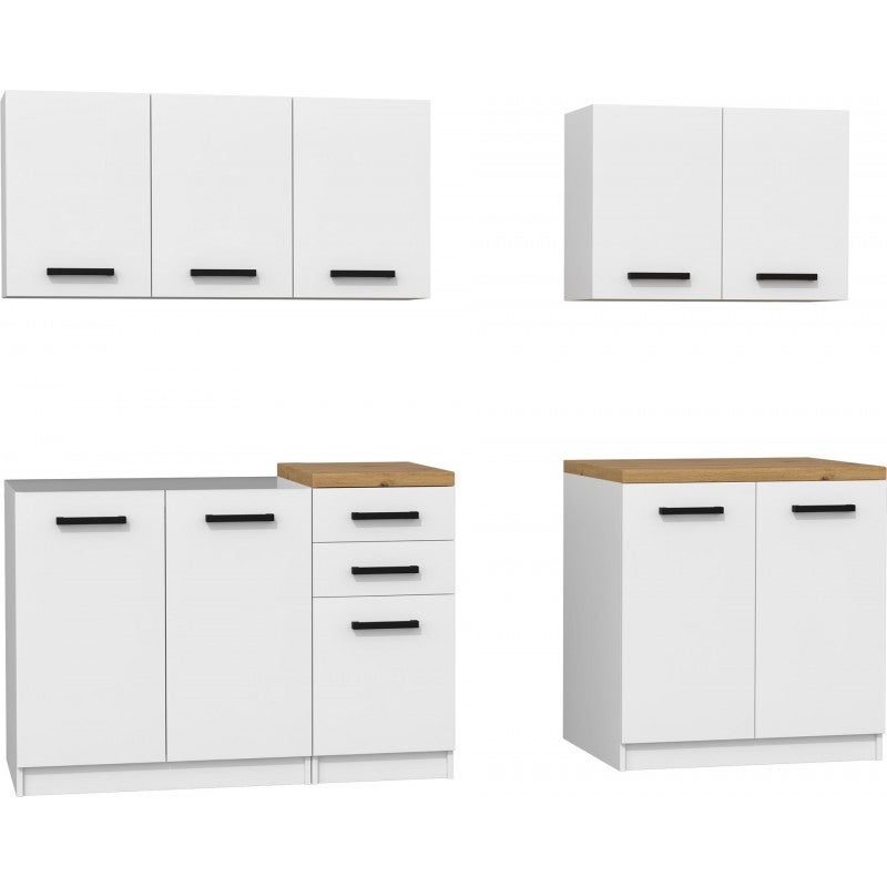 Meble Kuchenne Topeshop Set 200 Biel Dąb Artisan 60x200x180 cm 1 szt.