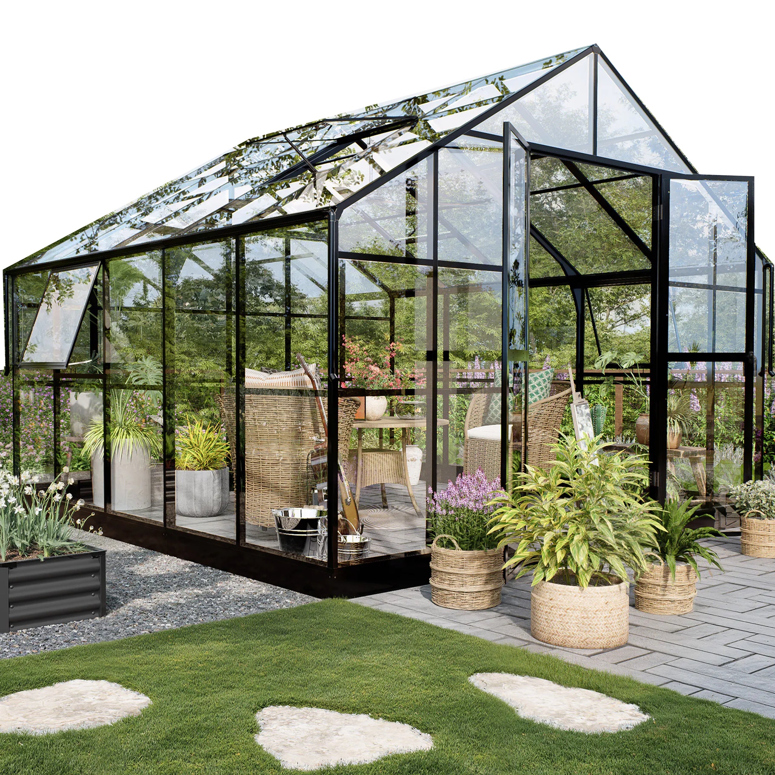 Szklarnia z Poliwęglanu Ogrodowa PREMIUM Solid PC 354x347 cm Czarna Cultivo 1 szt