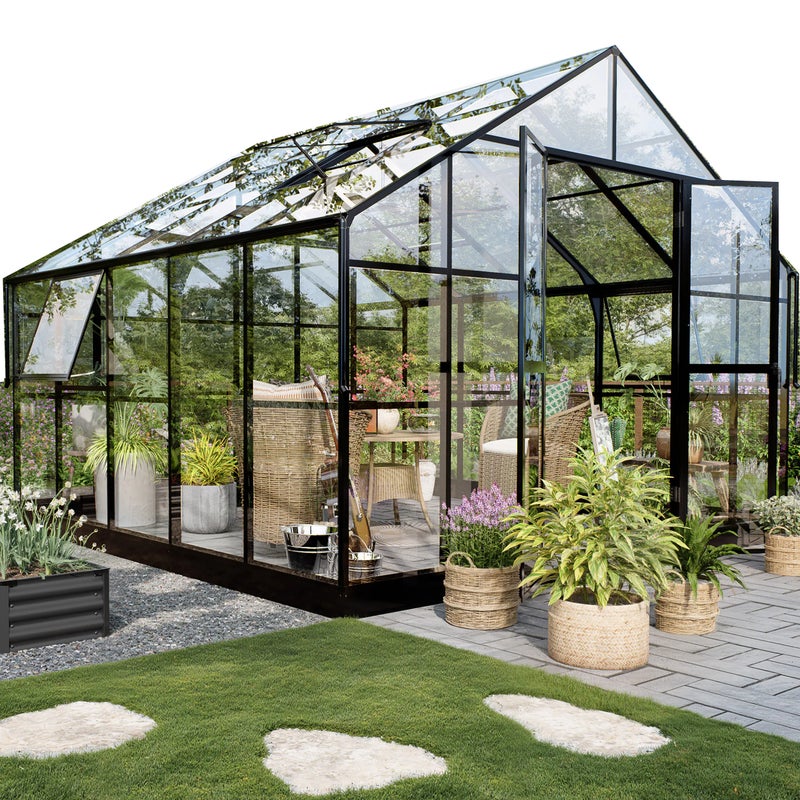 Szklarnia z Poliwęglanu Ogrodowa PREMIUM Solid PC 354x347 cm Czarna Cultivo 1 szt