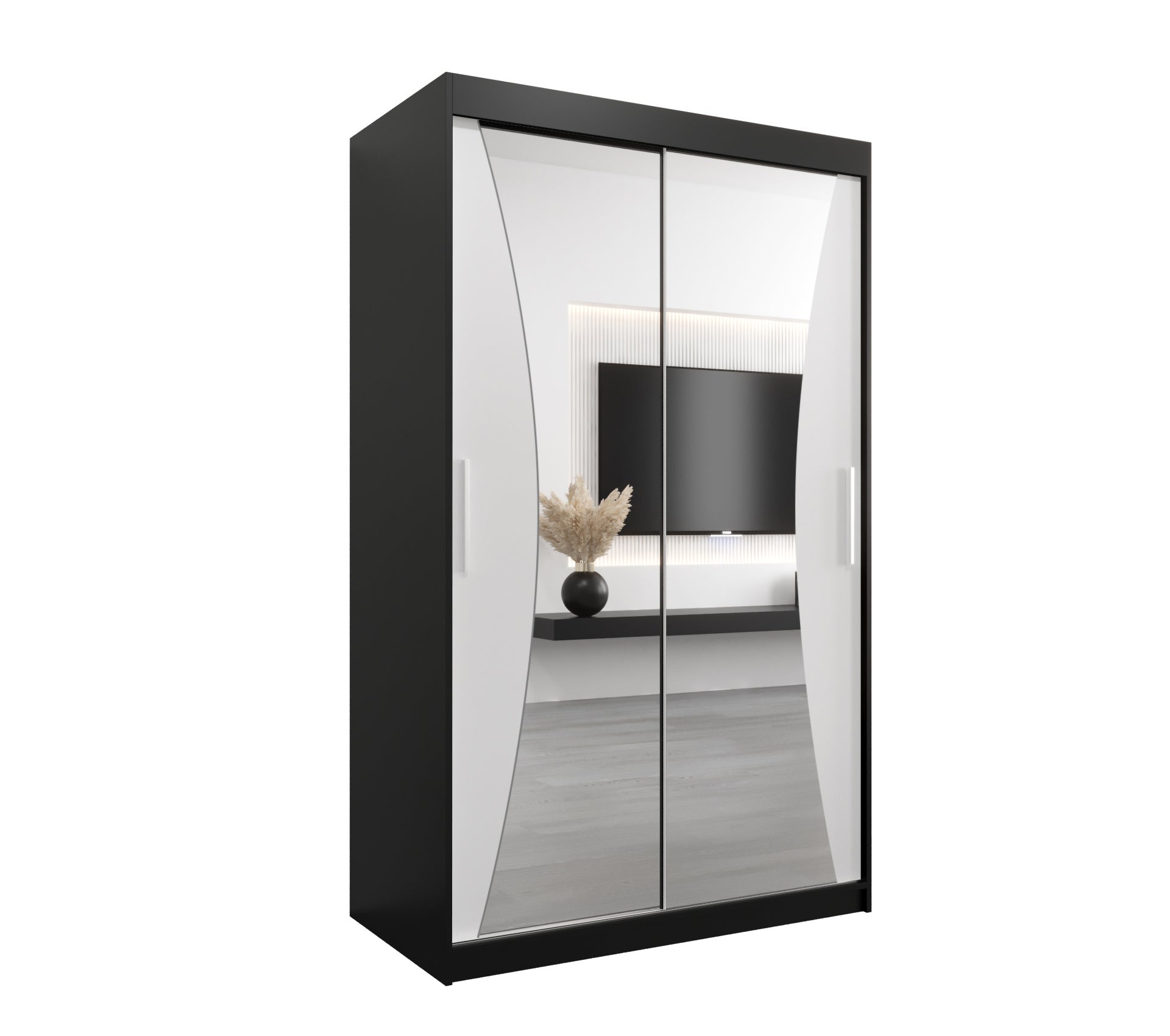 Szafa przesuwna garderoba MONACO 120 x 62 x 200 cm Czarny + Biały - Abiks Meble