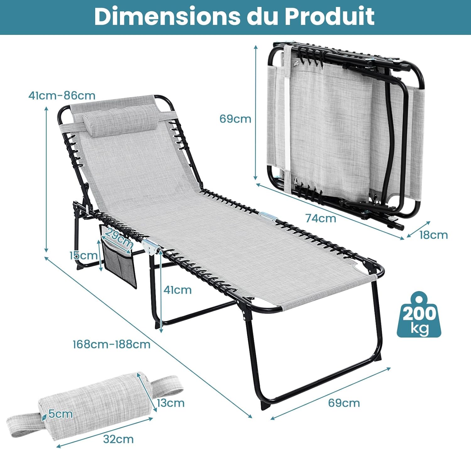 Chaise De Plage Pliable - Chaises De Camping Pliantes Ergonomiques Avec Dossier - Chaise De