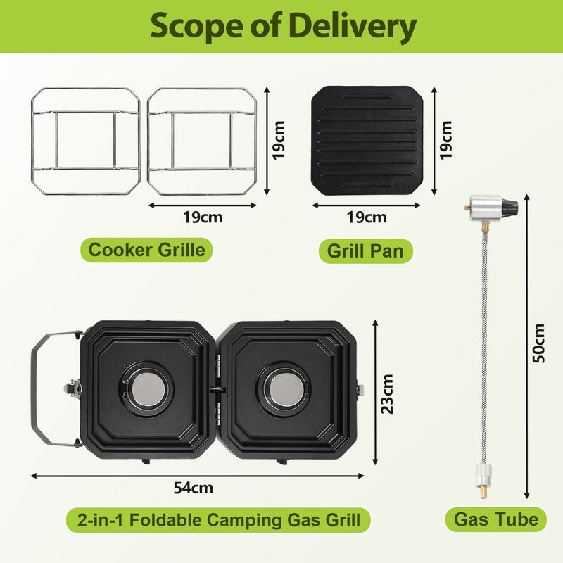 Cuisinière à gaz Réchaud gaz portable de camping portable avec 2 brûleu pour la cuisine en plein air BBQ - 2