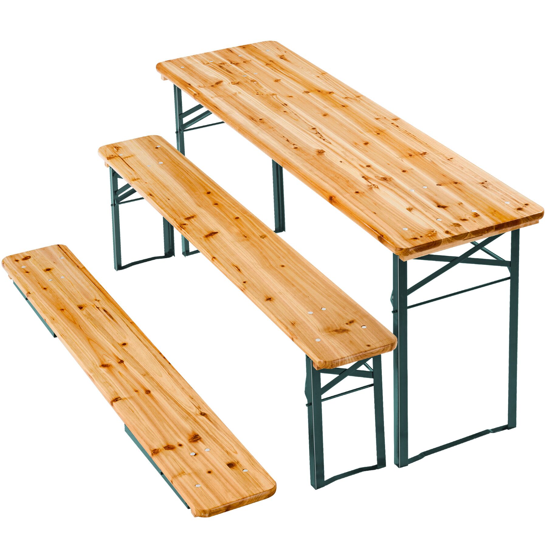 Ensemble de table et bancs en acier et bois 3 pièces pliables pour 8 personnes TECTAKE - 3