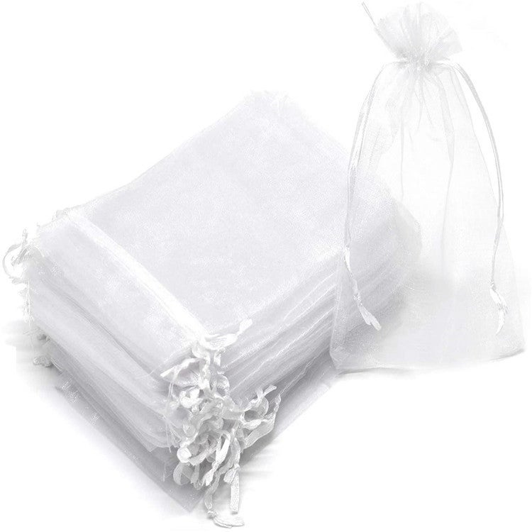 Biały Worek Ochronny na Winogrona, 100 szt. Worek do Ochrony Gron, 20 x 30 cm, Torebki Ochronne na Rośliny, Worek z Organzy ze Sznurkiem