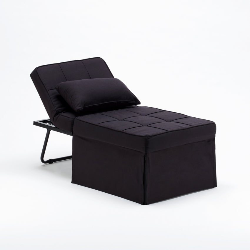 Pouf poltrona letto pieghevole in tessuto Sweet Relax - Nero - 4
