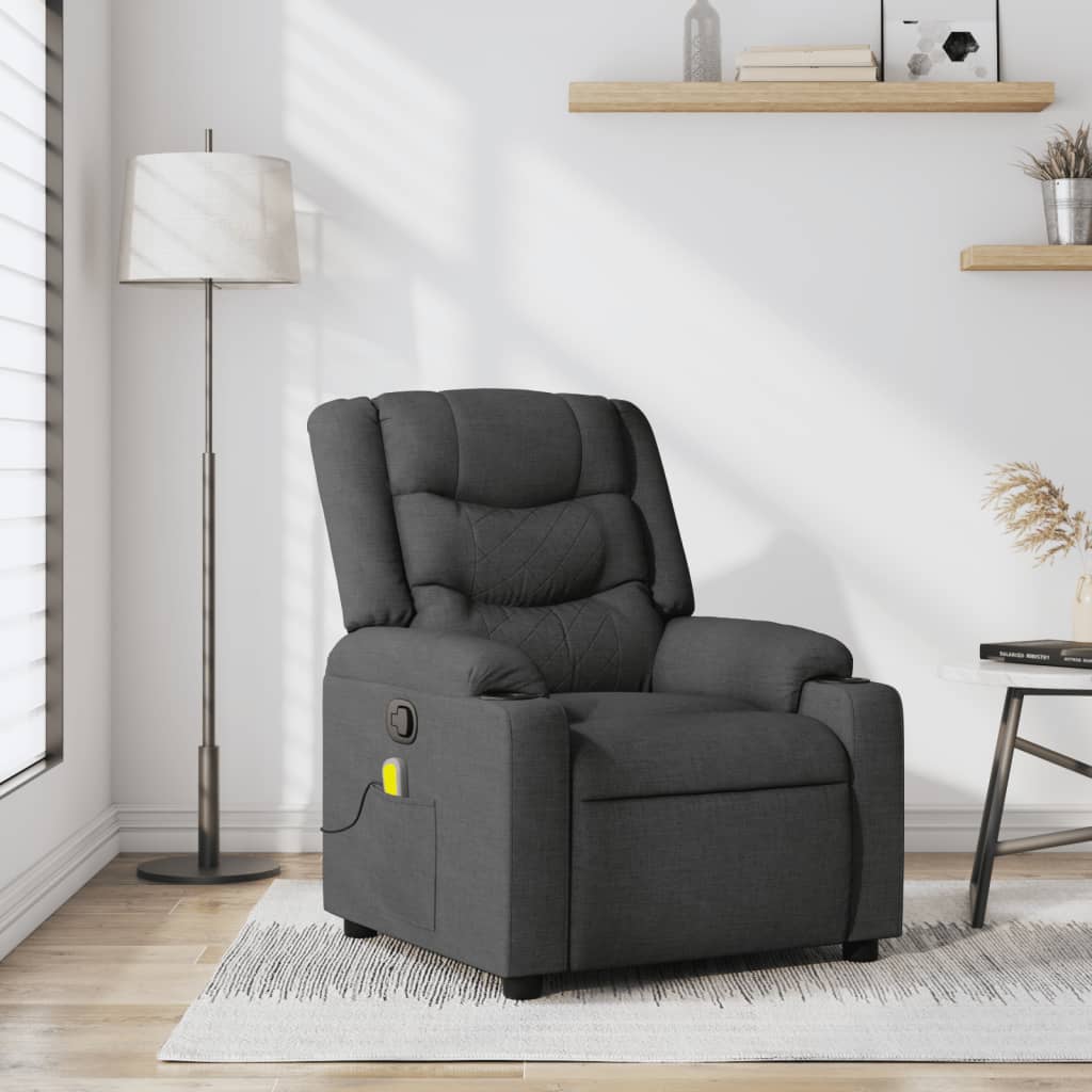 Fauteuil de Salon，Chaise，Fauteuil inclinable de massage gris foncé tissu - 2