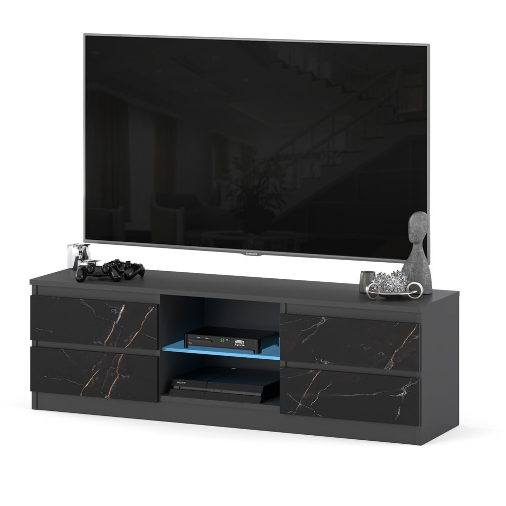 Szafka nowoczesna do salonu szeroka rtv 138cm 4 szuflady szary san sebastian