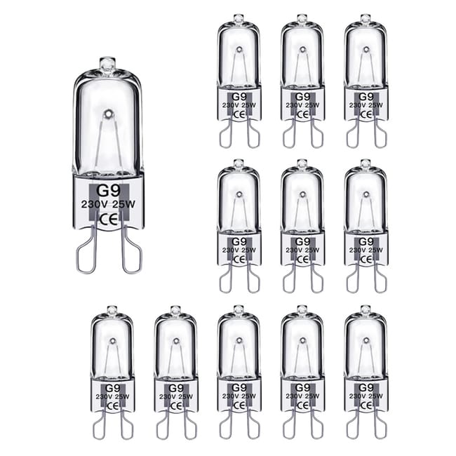 Żarówka halogenowa G9 25W, ściemnialna, 230V, do piekarnika, mikrofalówki, lampy stołowej, opakowanie 12 szt.