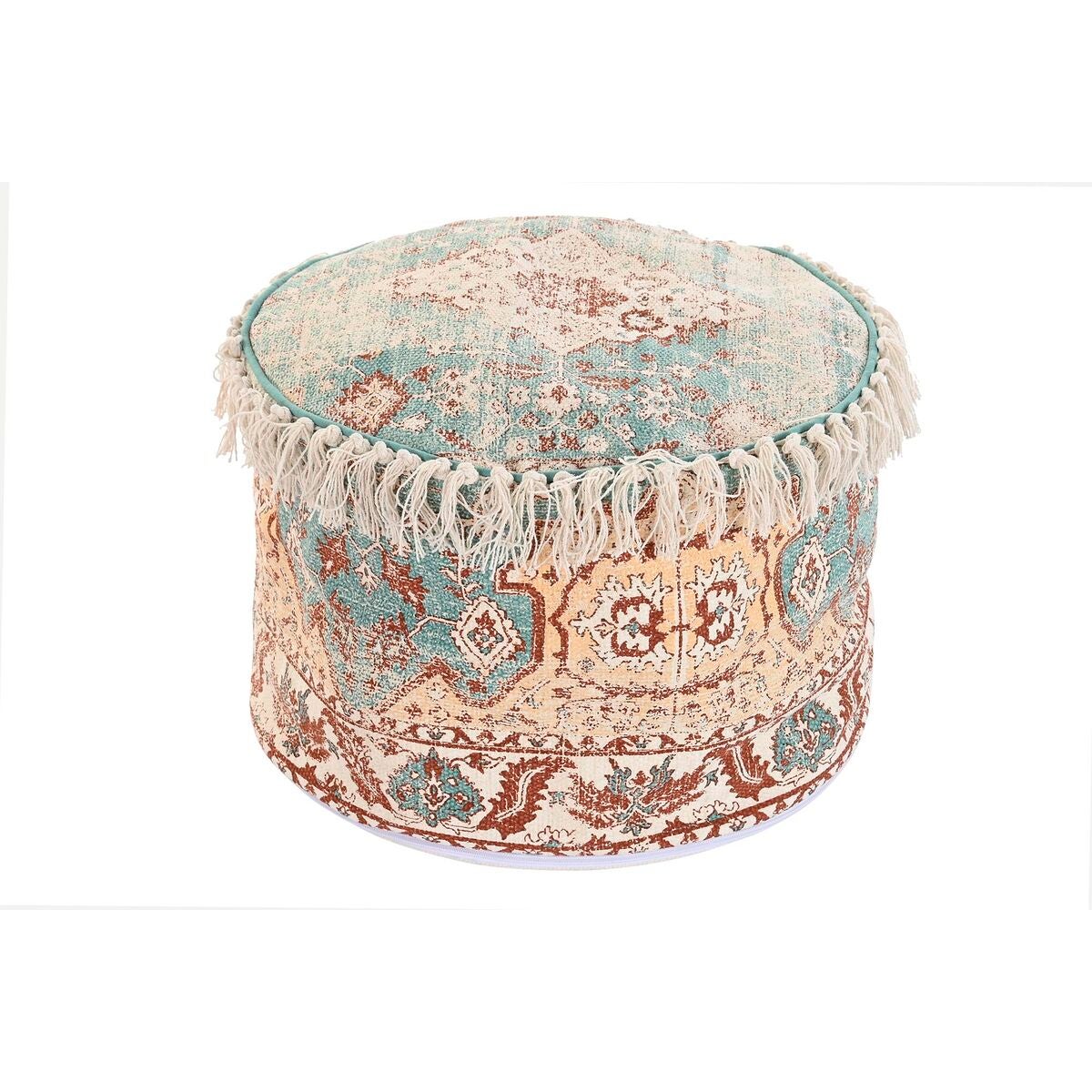 Cojín dkd home decor redondo de suelo algodón árabe flecos (45 x 45 x 35 cm)