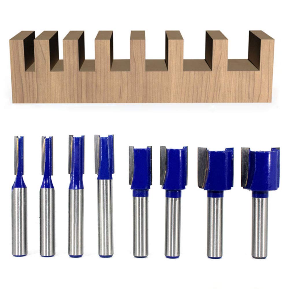 APLUS Lot De 5 Embouts De Fraises Droites 8 Mm - Diamètres 10/15/20/25/30 Mm Pour Travail Du Bois Et Menuiserie