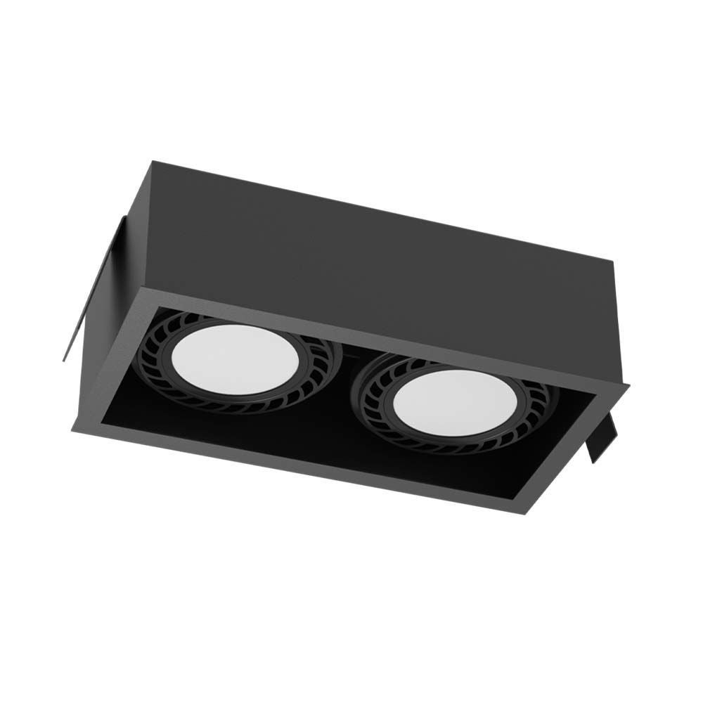 Oprawa sufitowa wpuszczana oczko Cage czarna 2xGU10x18W prostokątna IP20 wym: 8,5 x 25,8 x 13,6 cm metal Brosline