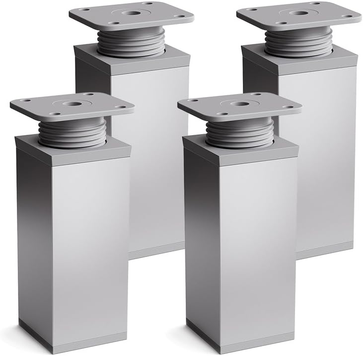 Zestaw 4 nóżek meblowych, Wysokość: 120 mm (+100 mm) regulowana, Kształt kątowy: 40 x 40 mm
