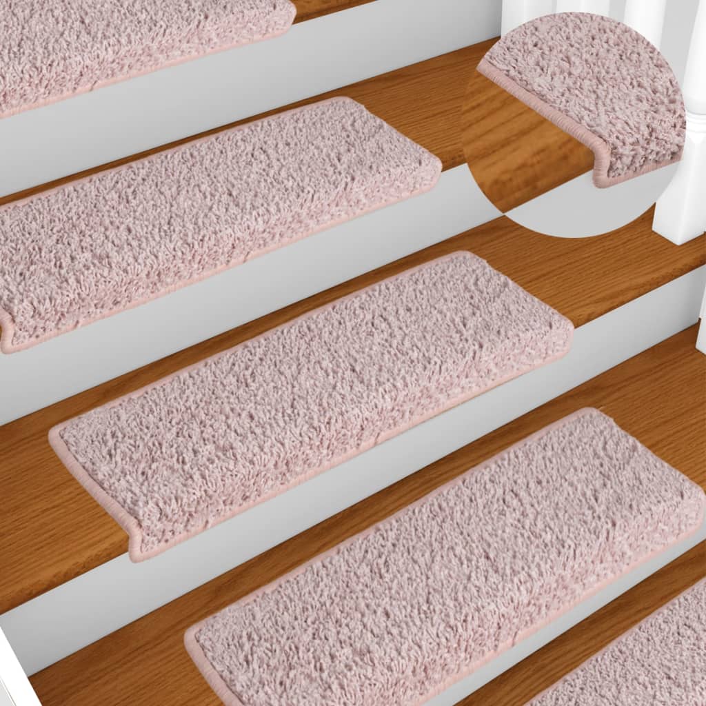 Maty na schody 15 szt. 65x21x4 cm Jasnoróżowe, prostokątne krawędzie vidaXL