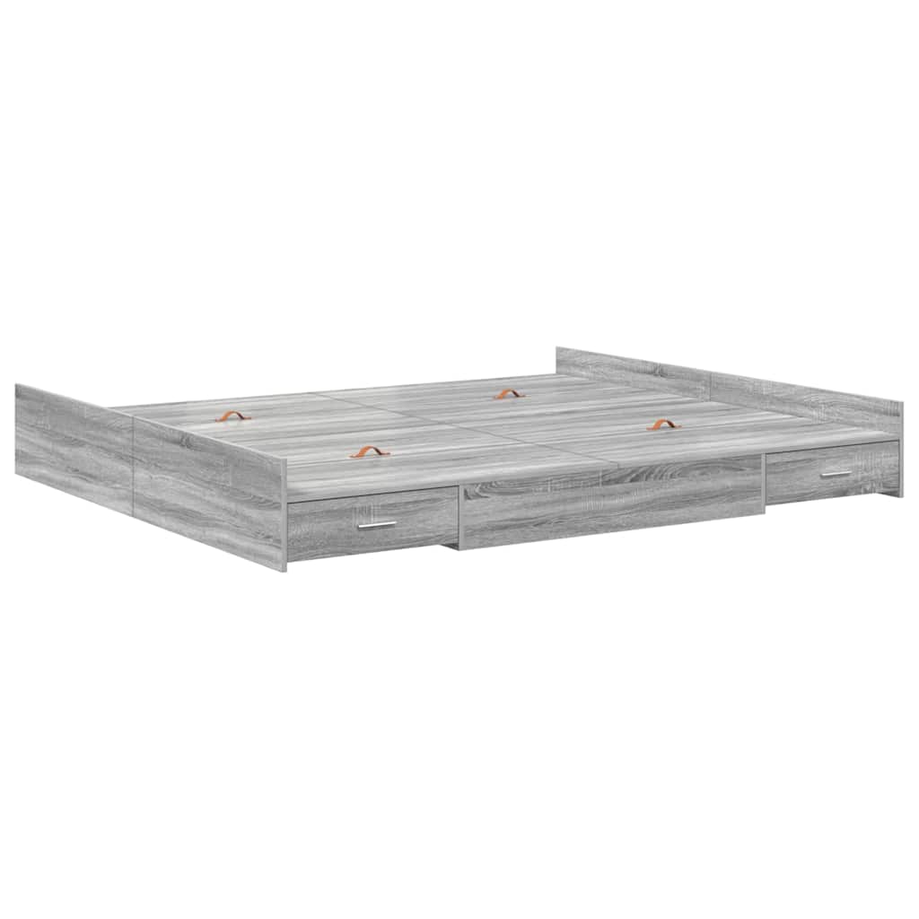 Cadre de lit avec rangement et porte, gris, pour la chambre, 180 × 200 cm - 4