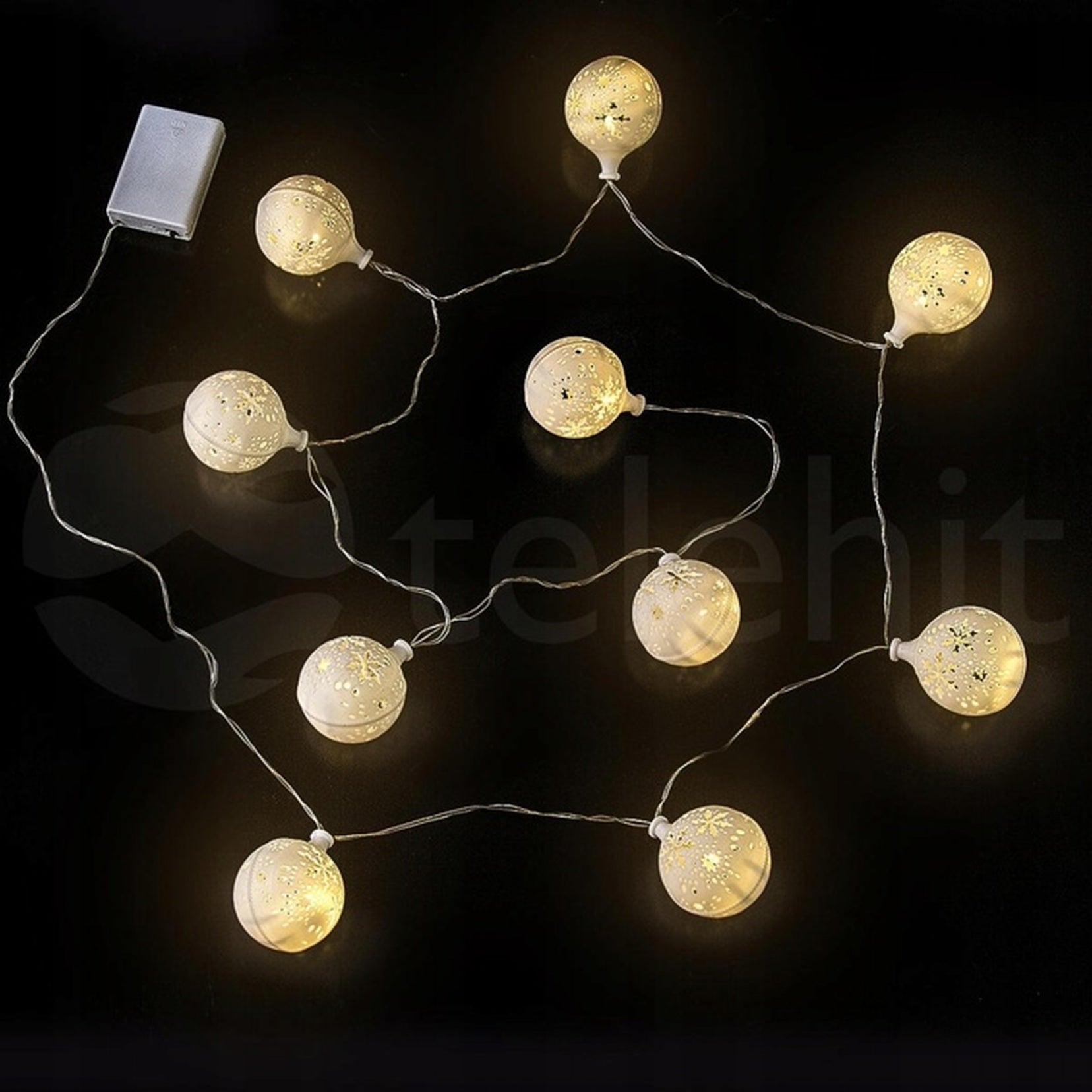 Ozdoba Świąteczna Świecące Bombki Śnieżki Na Baterie 10LED KULE EUROHIT Christmas CH22 THL26 EAN 5901157673855 - 4