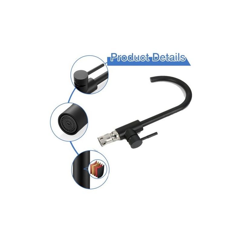 Robinet cuisine noir pivotant 360°, bec haut, eau froide/chaude | Leroy ...