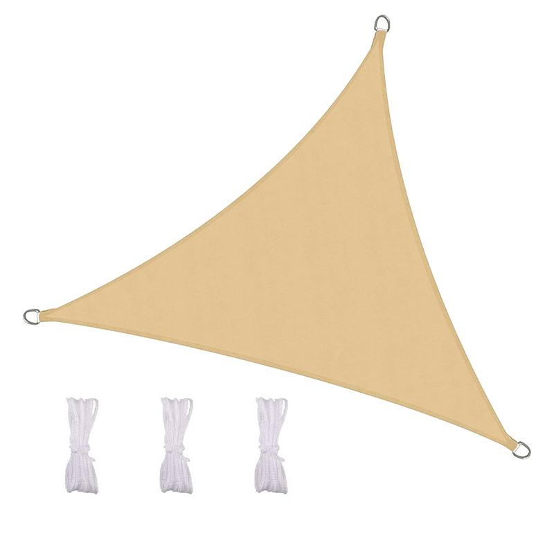 Wodoodporny i odporny na promieniowanie UV trójkątny żagiel przeciwsłoneczny na taras, do ogrodu, na trawnik, 2 x 2 x 2 m, piaskowo-żółty