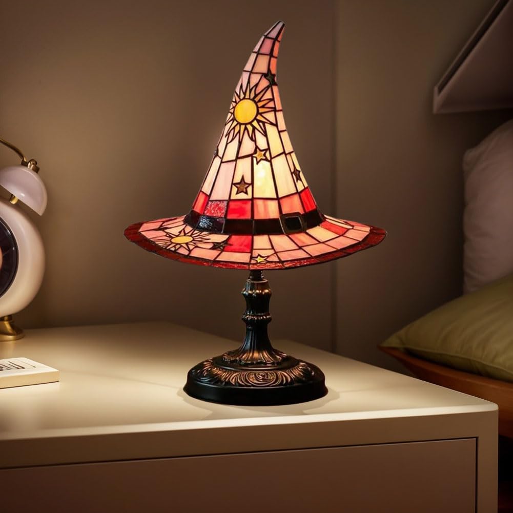 Bunny Chorus Decorazione Halloween Cappello Strega In Rattan Con Luci LED - Centrotavola 22 Cm - 6