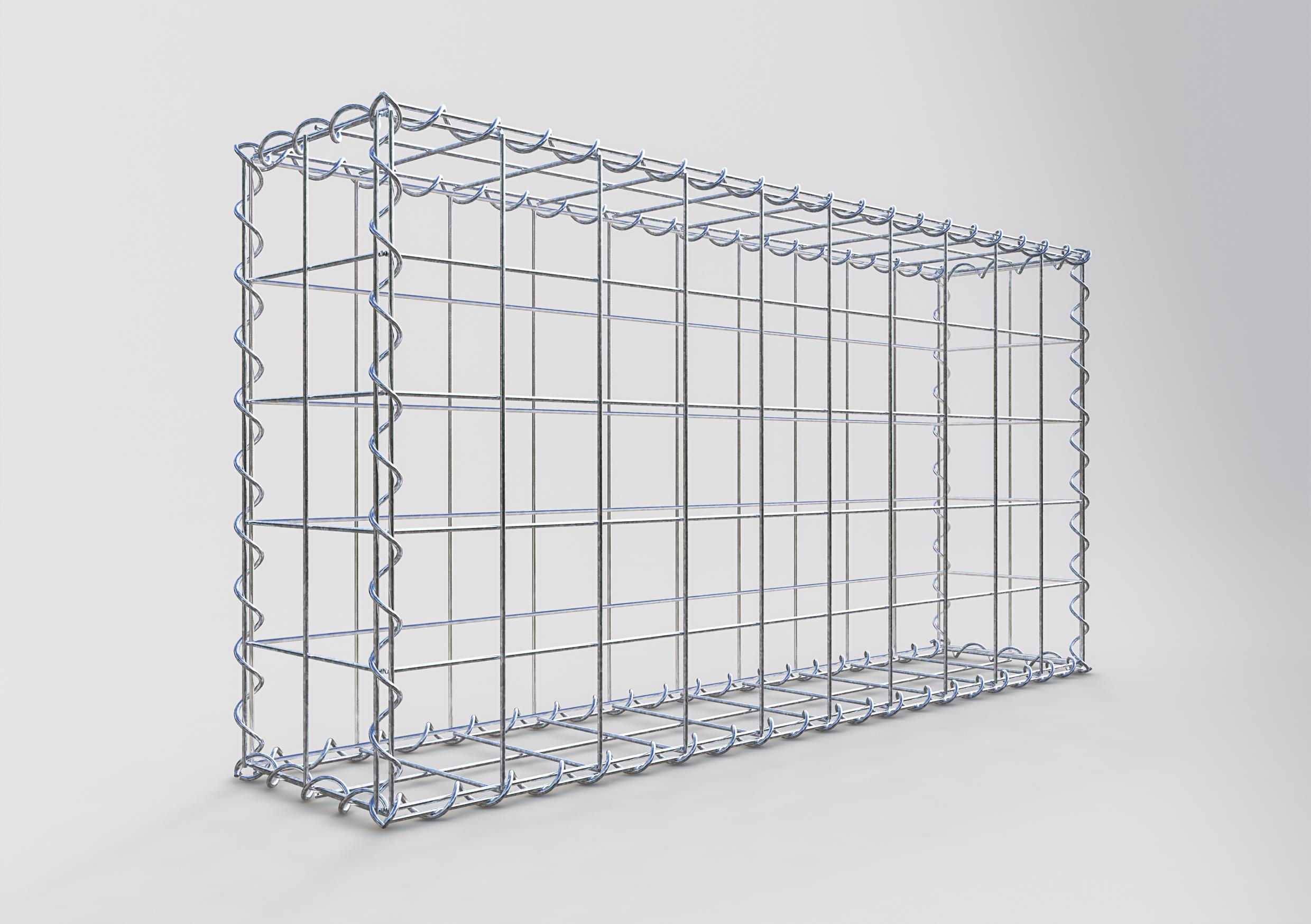 Gavión de acero galvanizado 100x50x20cm (LxAxP), malla 10 x 10cm, Espiral, jaula metálica para muro o jardín - 2