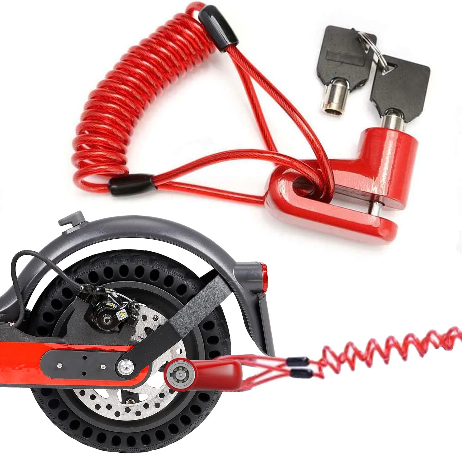 Antivol Pour Trottinette électrique - Bloque-disque + Câble 1,2 M - Cylindre En Alliage Résistant - Pour Xiaomi M365, Moto, Vélo