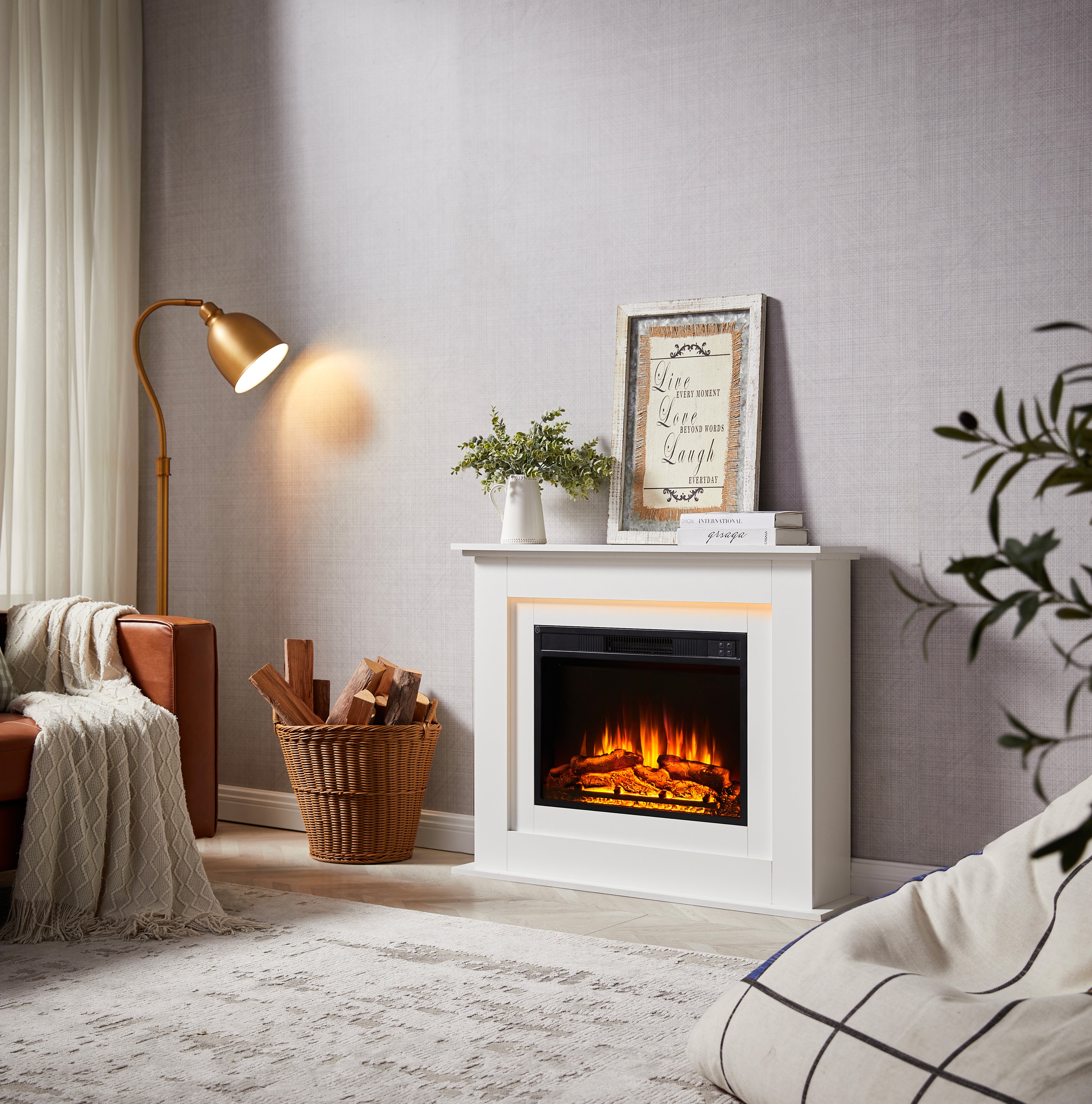Chimenea eléctrica BALDERIA Finn - Chimenea de pie - Blanco - 2