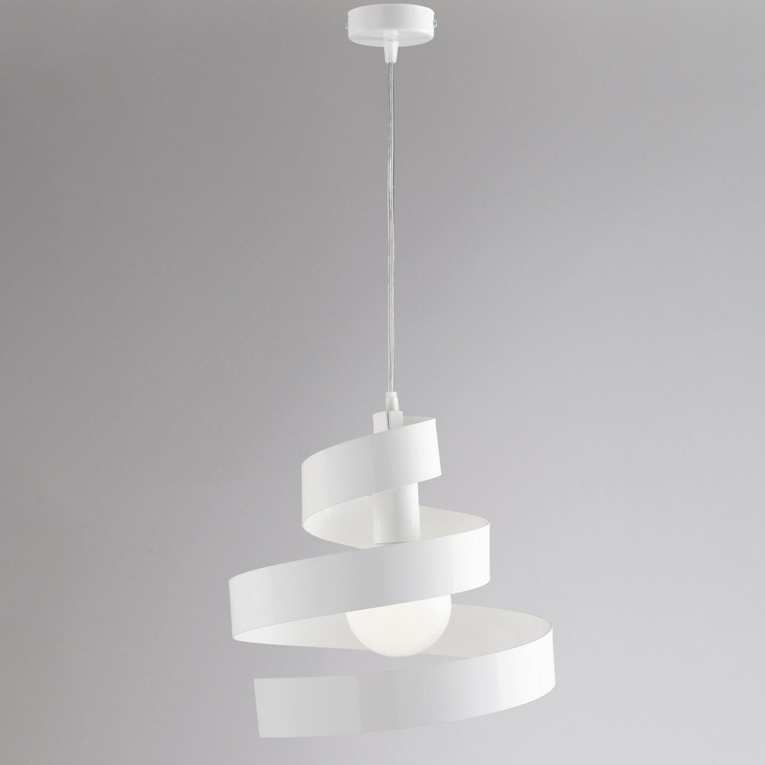 Sospensione Moderna Helix 1 Luce In Ferro Laccato Bianco - 2