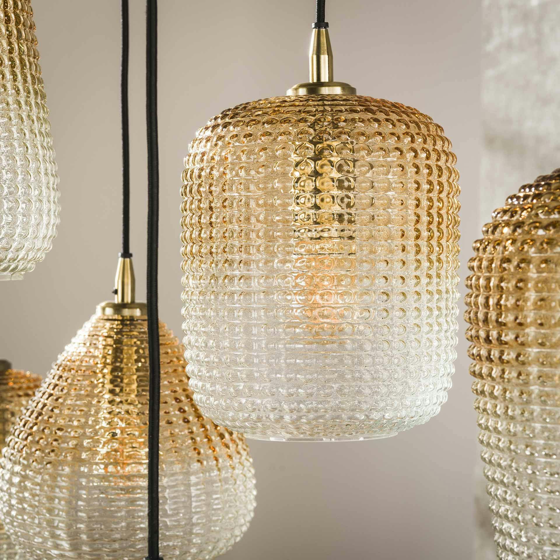 Suspension en verre ambré motif pois 9 abat-jour NOVA - 3
