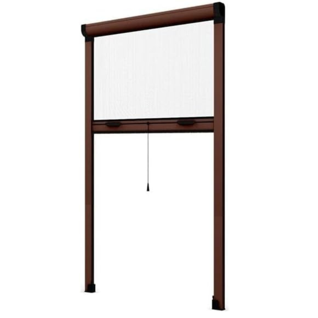 Moustiquaire verticale rétractable 140 x 250 cm marron avec