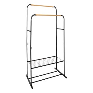 Portant à Vêtements THINFAR Réglable Double Rail Sur Roulettes - 84-150x42x108-170 Cm