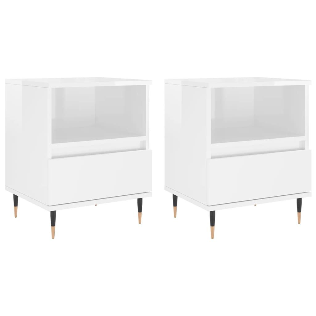 Comodini 2pz Bianco Lucido 40x35x50 cm in Legno Multistrato vidaXL - 2