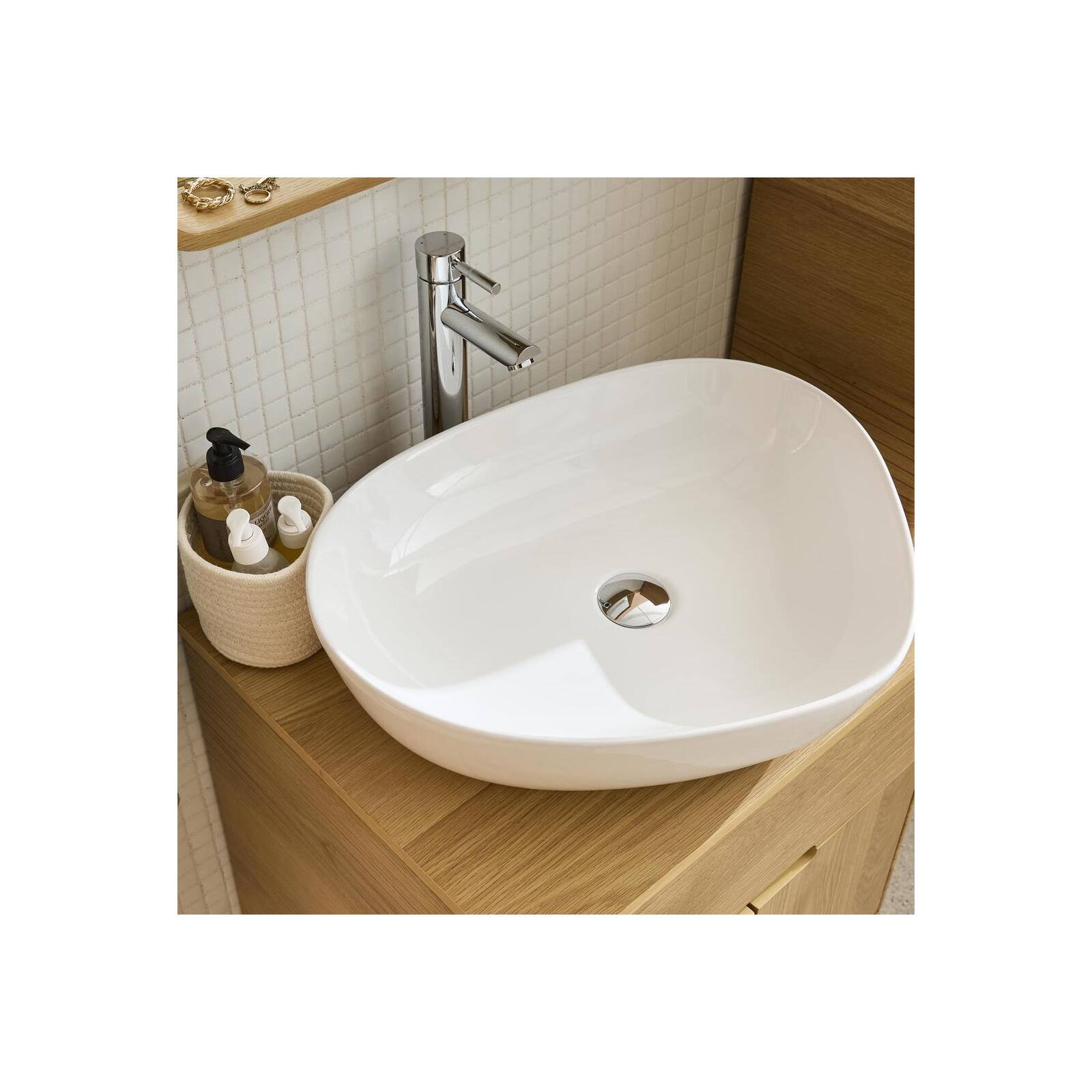 Lavabo da appoggio in ceramica bianca CHARLY ciottolo 56x45cm - 5