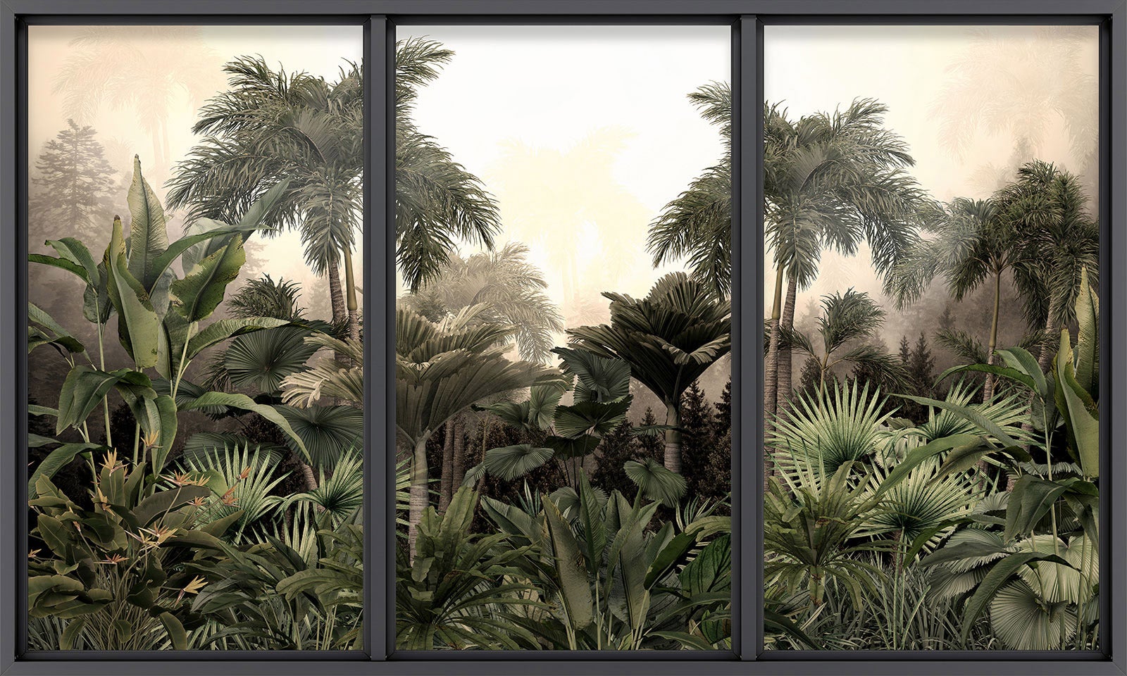Papier peint panoramique Trompe l'oeil baie vitrée - Jungle - Largeur 260 cm x Hauteur 156 cm - 2