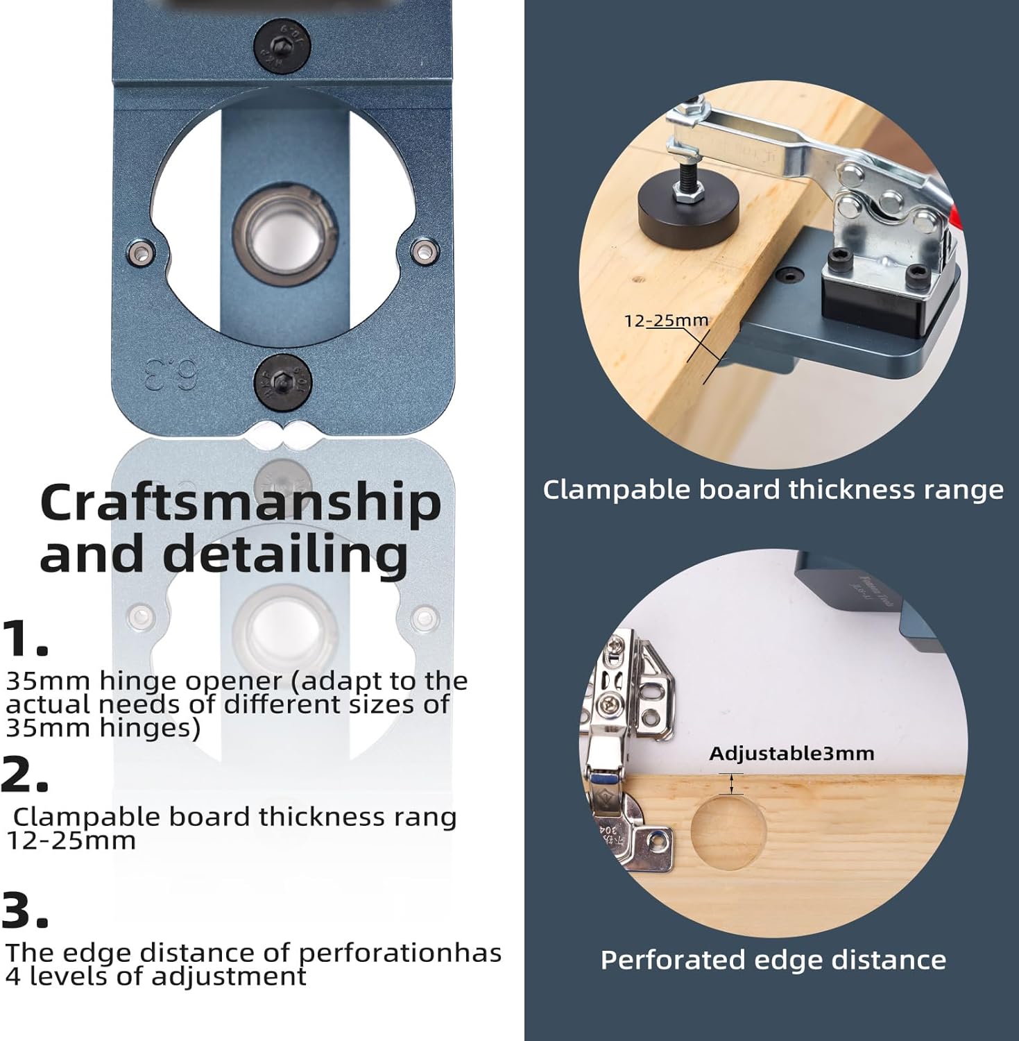 35 Mm Perforatrice, Guide De Forage Trou Charnière Trouver Un Jig Outil Pour Porte Armoires De Bricolage Menuiserie - 6