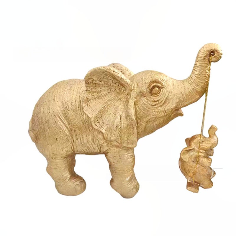 Ozdoby do kołyski ze słoniem, dekoracje wnętrz z żywicy w kształcie słonia, dekoracja wewnętrzna i zewnętrzna, złote, 16*13cm