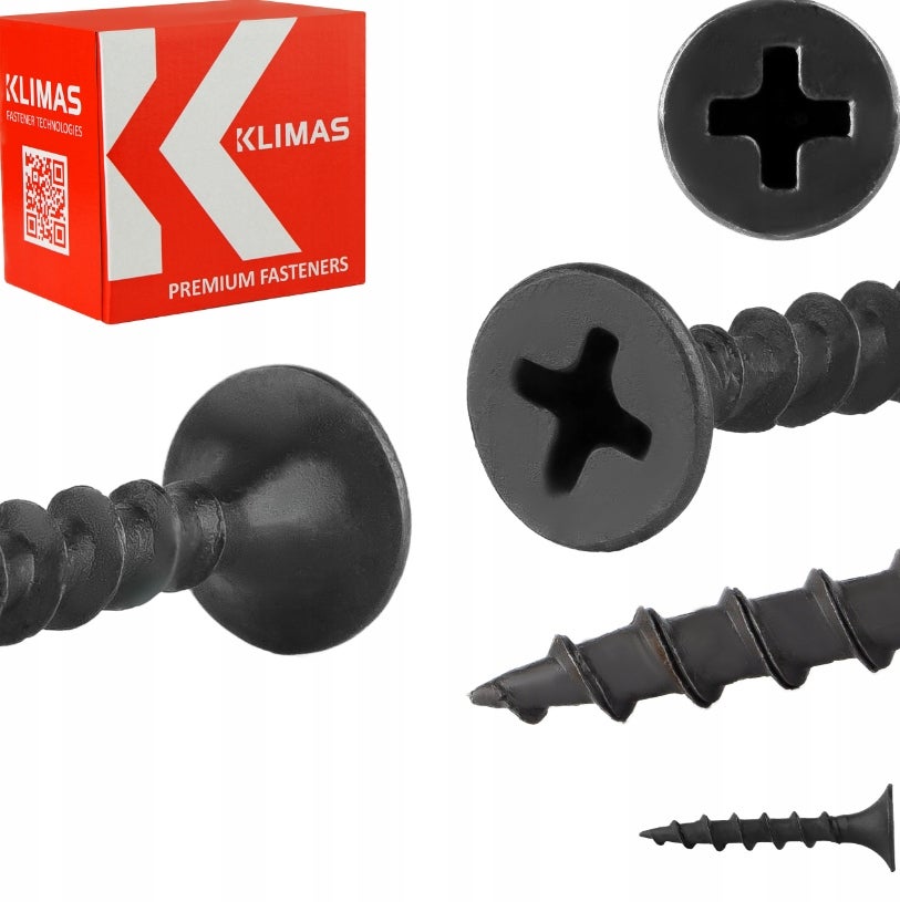Wkrety do plyt gipsowych GK do drewna 3,5x45 mm 500 szt Czarne Klimas KSGD