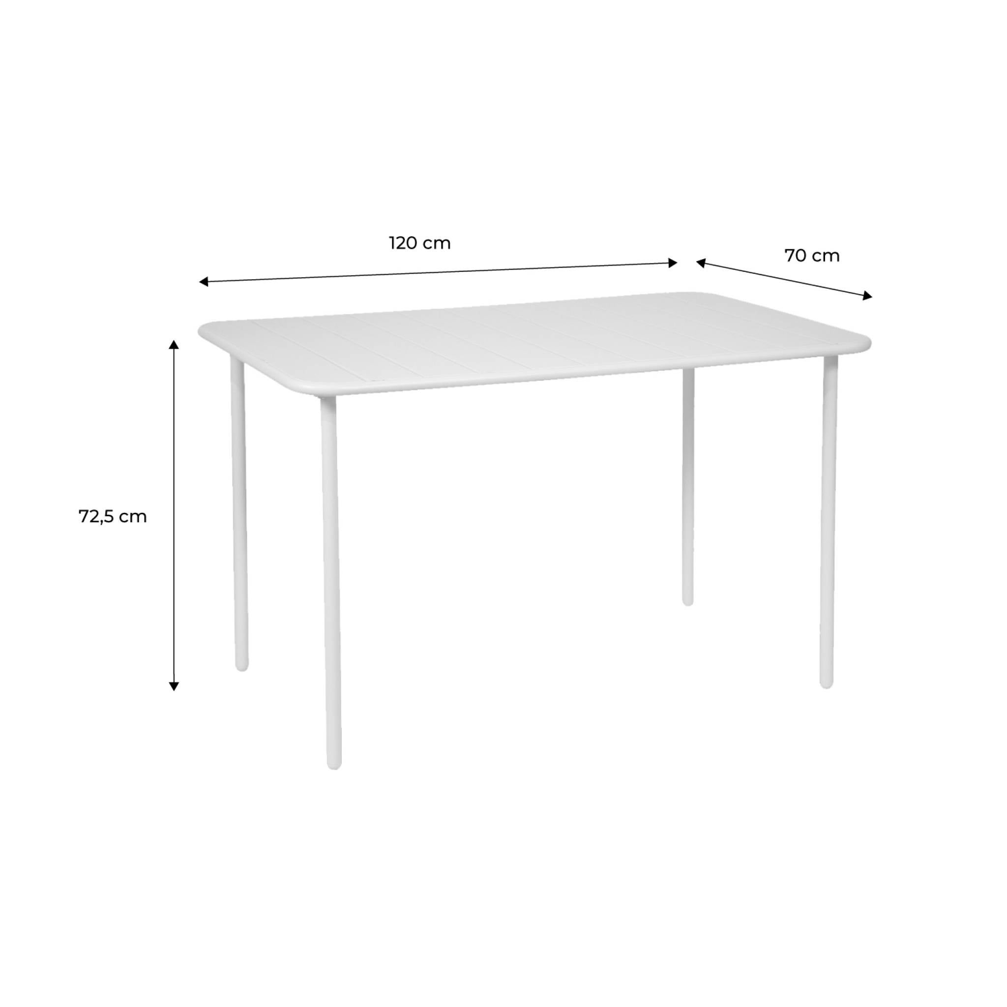 Table à manger de jardin rectangulaire en Acier Rouge 4 places - 5