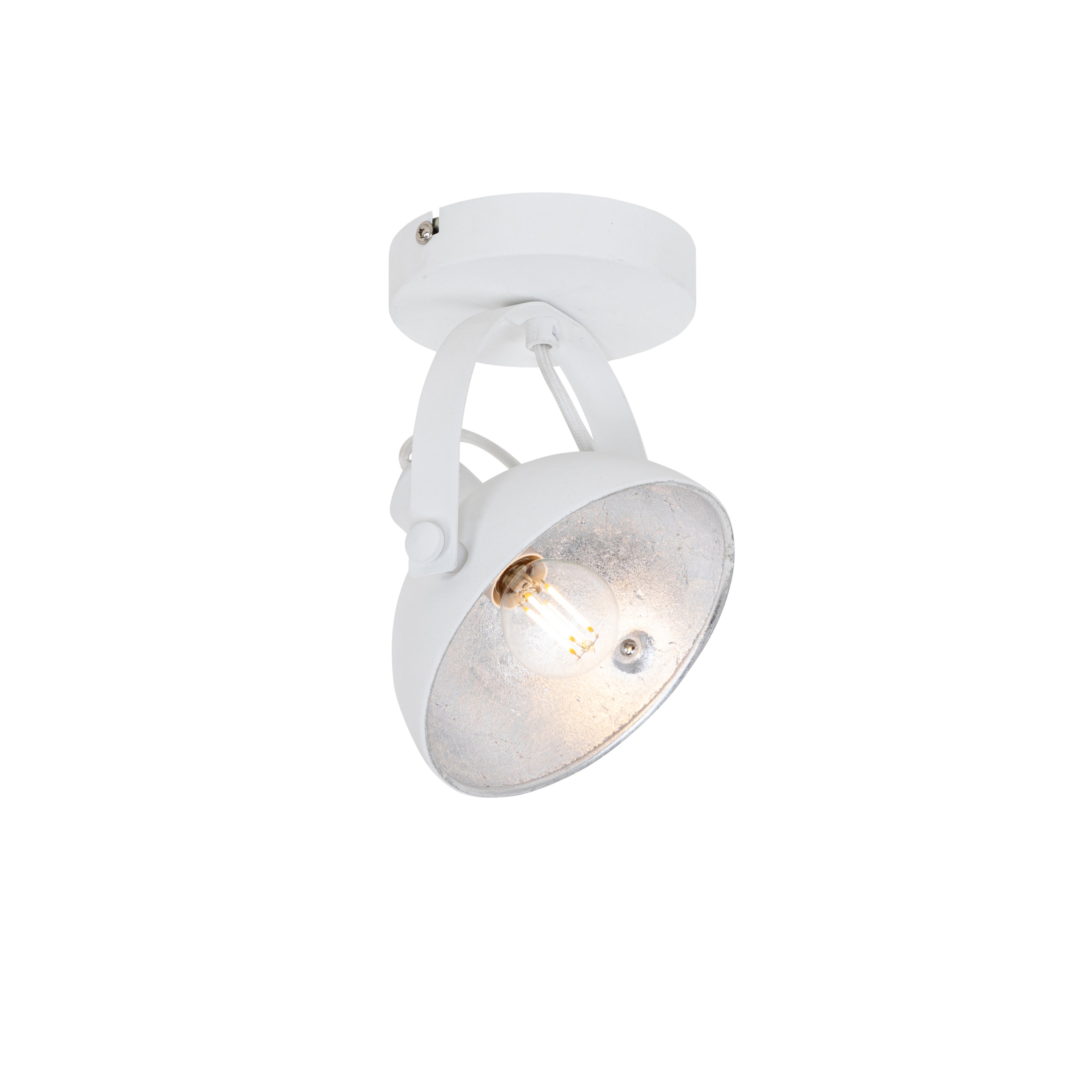 Industrialna lampa sufitowa biała ze srebrnym 15 cm regulowana - Magnax
