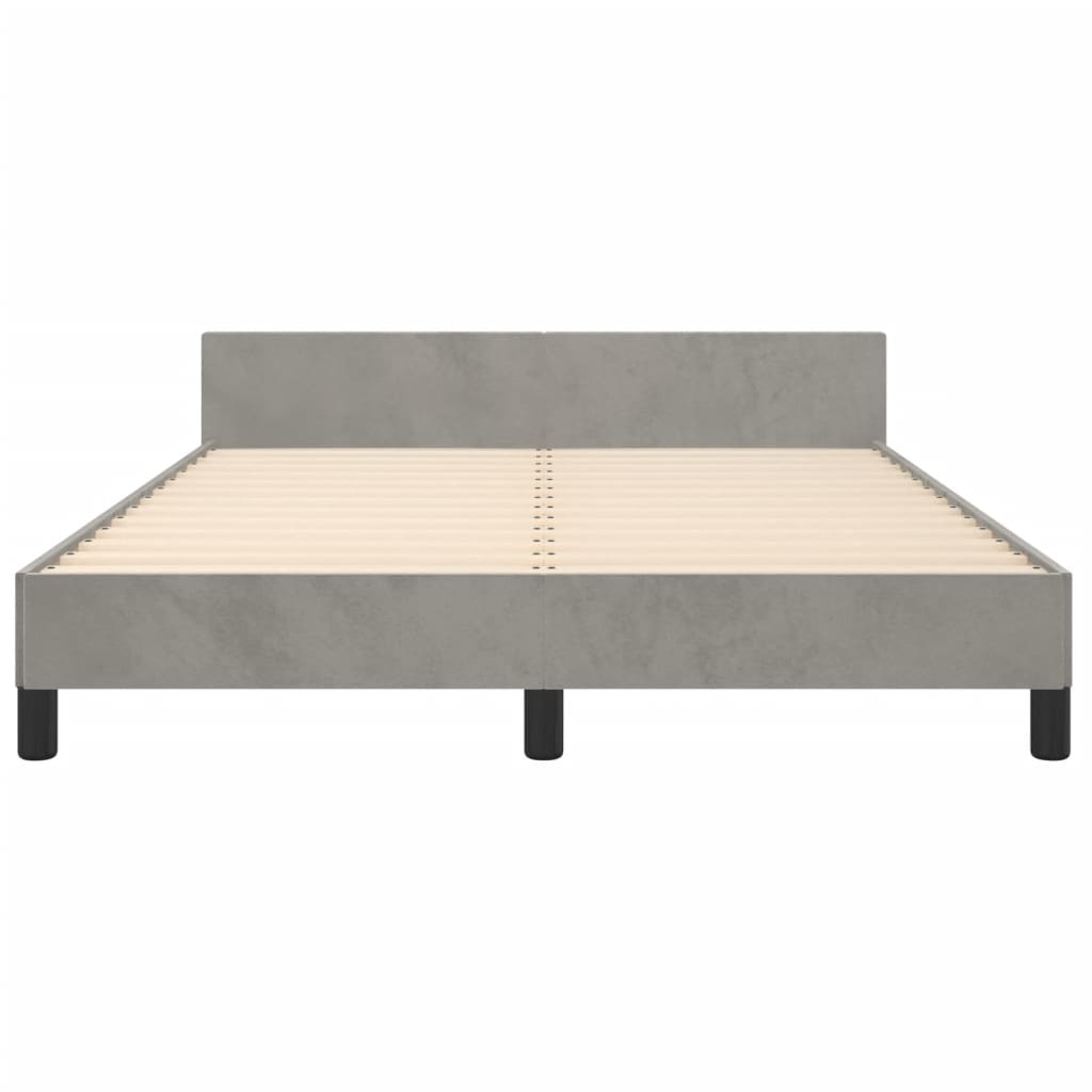 Cadre de lit sans matelas en velours gris clair pour la chambre, 140 × 200 cm - 6
