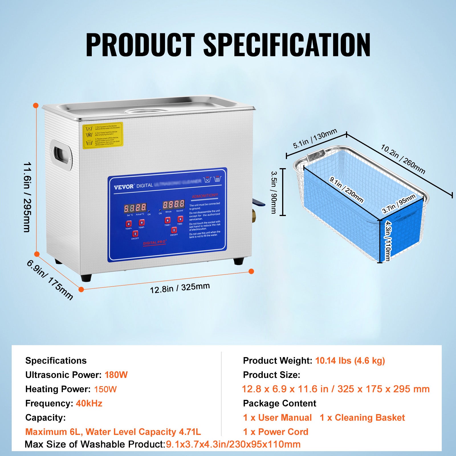 Nettoyeur a ultrasons SucceBuy 6 L avec affichage numerique, appareil professionnel pour nettoyage ultrasonique - 7