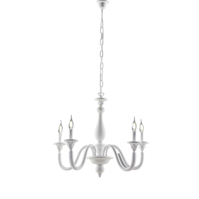 Żyrandol Lucca Shabby White Wooden 5 Lights 116 Ø62 BL271-5-BCO