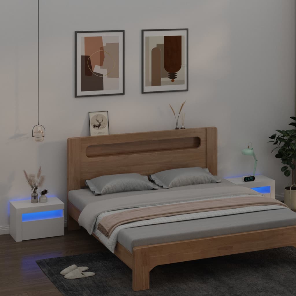 Szafki nocne vidaXL 2 szt LED RGB biały 60x35x40 cm