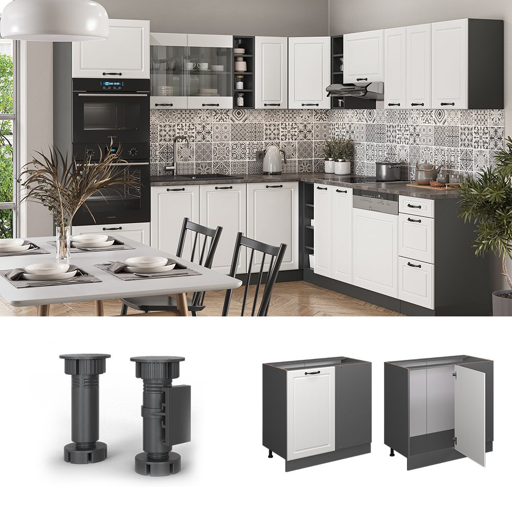 Mobiletto Base Cucina Fame-Line 50 Cm - Bianco Country - Con 3 Cassetti Soft Close - Foto 3