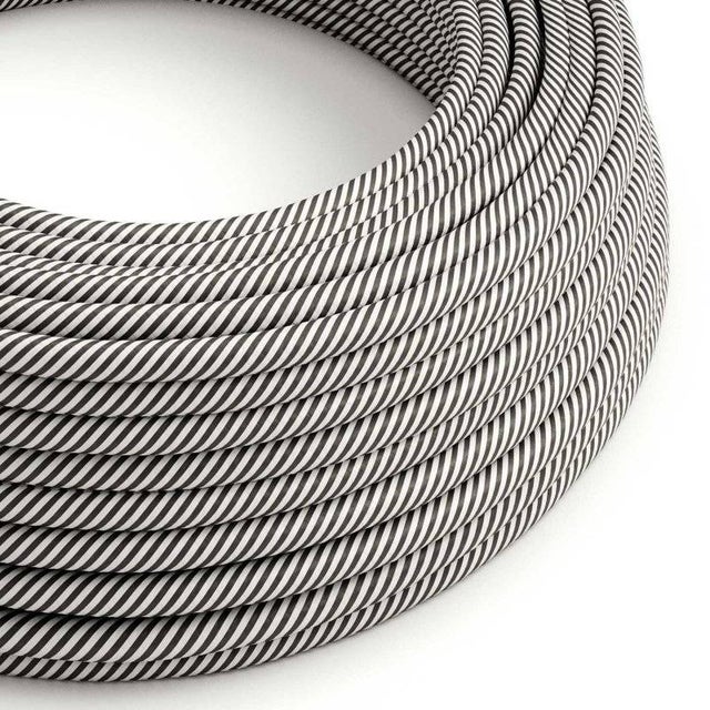 Creative-Cables, Câble électrique recouvert en tissu, Rond effet soie, 3 x 0,75 mm², Blanc et ardoise, 5 m