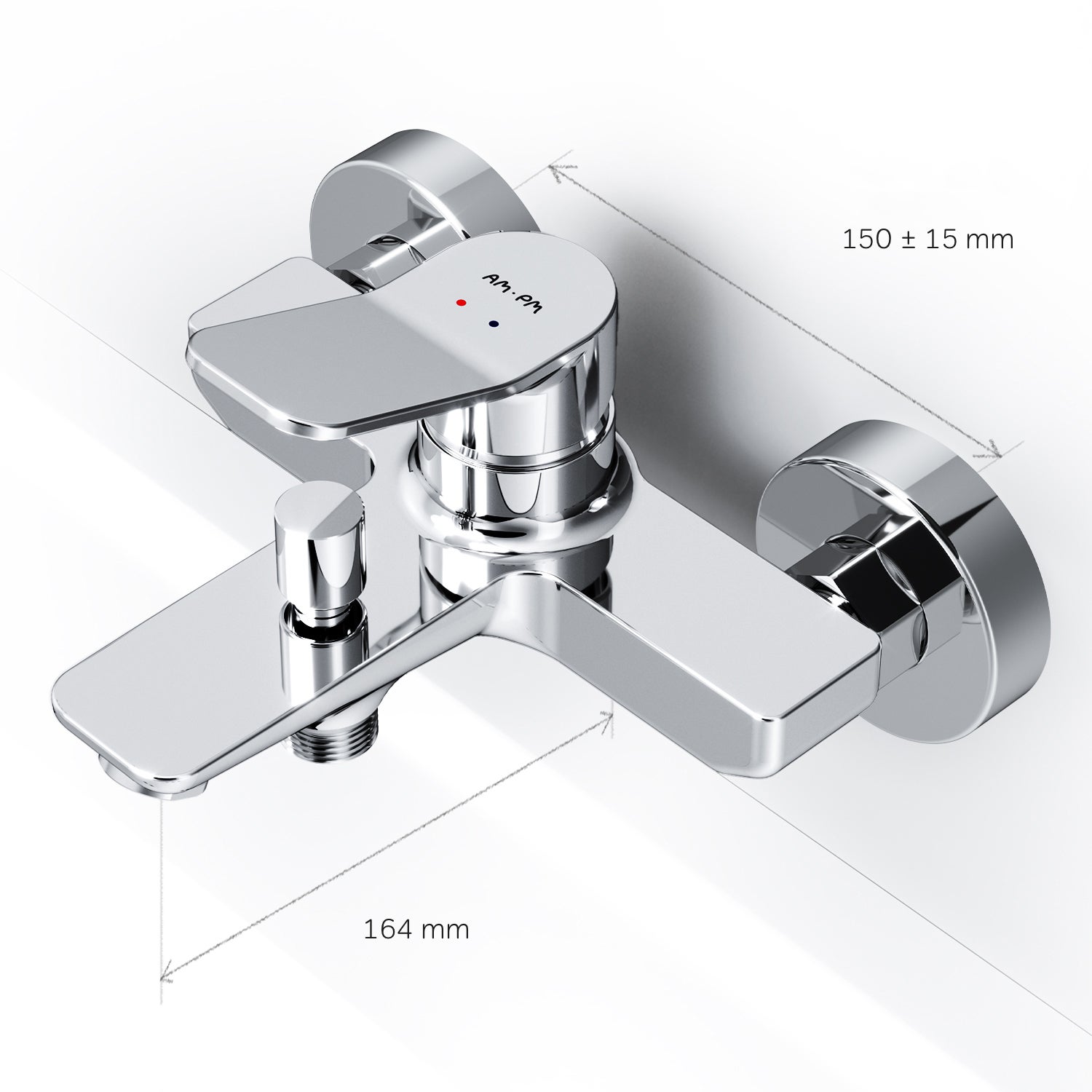 Mitigeur de baignoire mécanique Robinet salle de bain, mitigeur de bain, Chromé, X-Joy FXA10000 AM.PM - 8